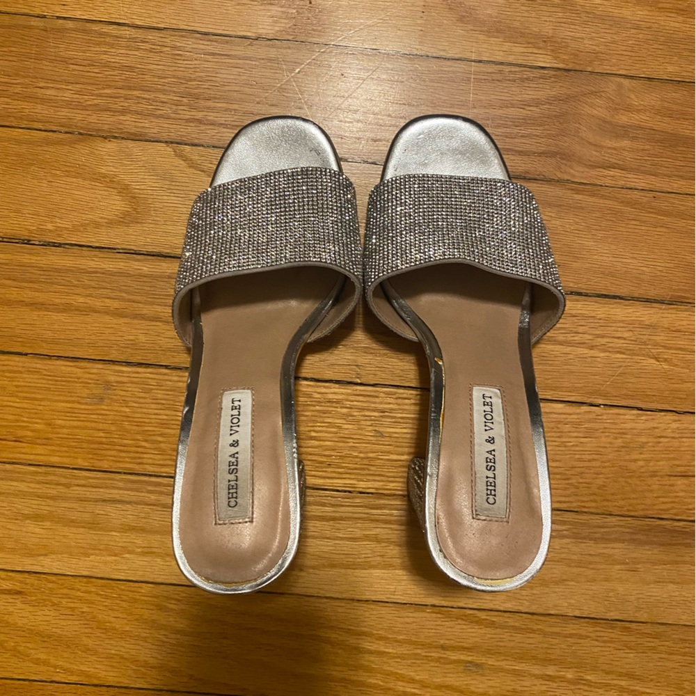 Sparkly chunky open toed heels - Picture 2 of 3